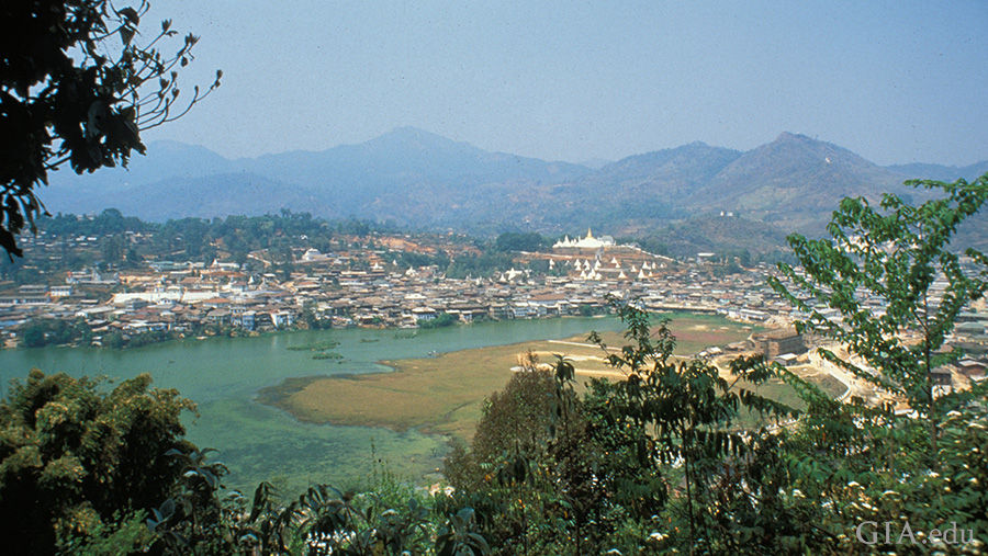 A panoramic view of Mogok evokes the mythical city of Shangri La where the August birthstone, peridot is found.